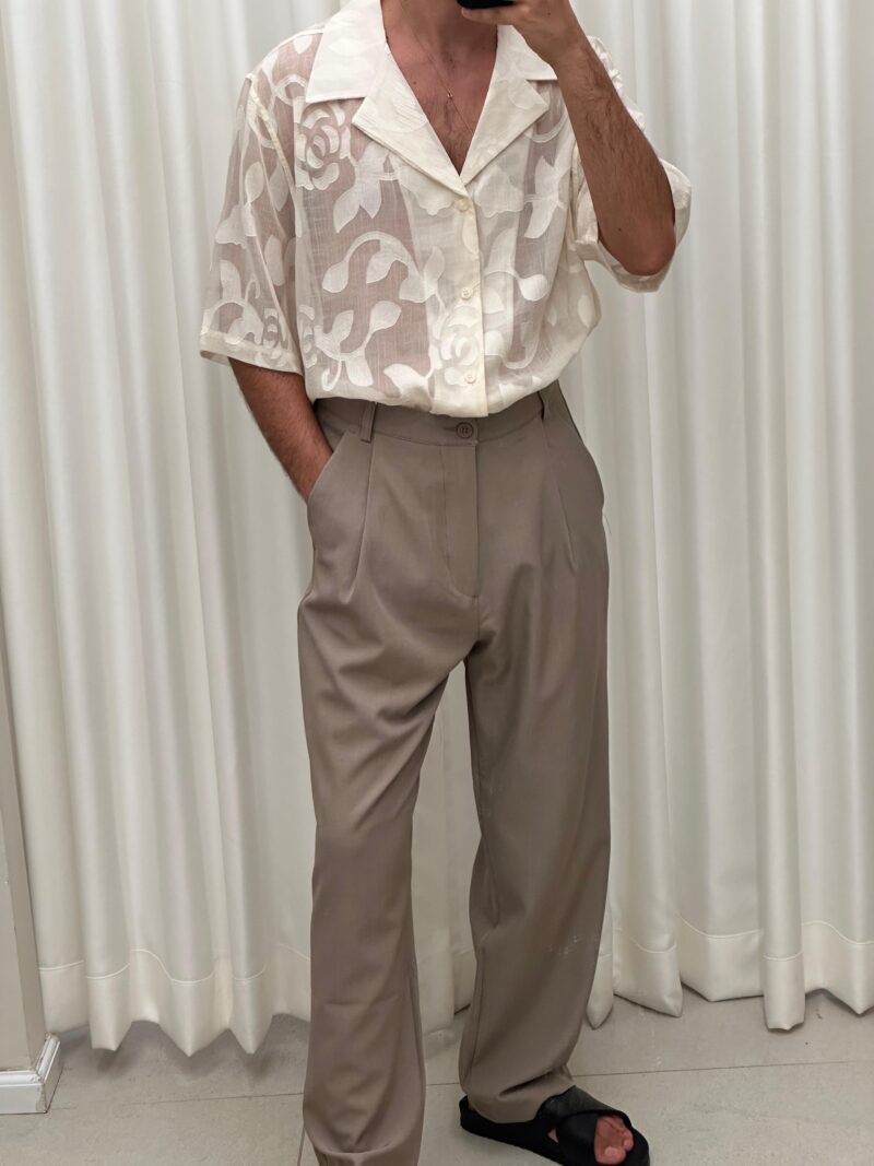 ⁦Beige Textured Shirt⁩ – תמונה ⁦3⁩