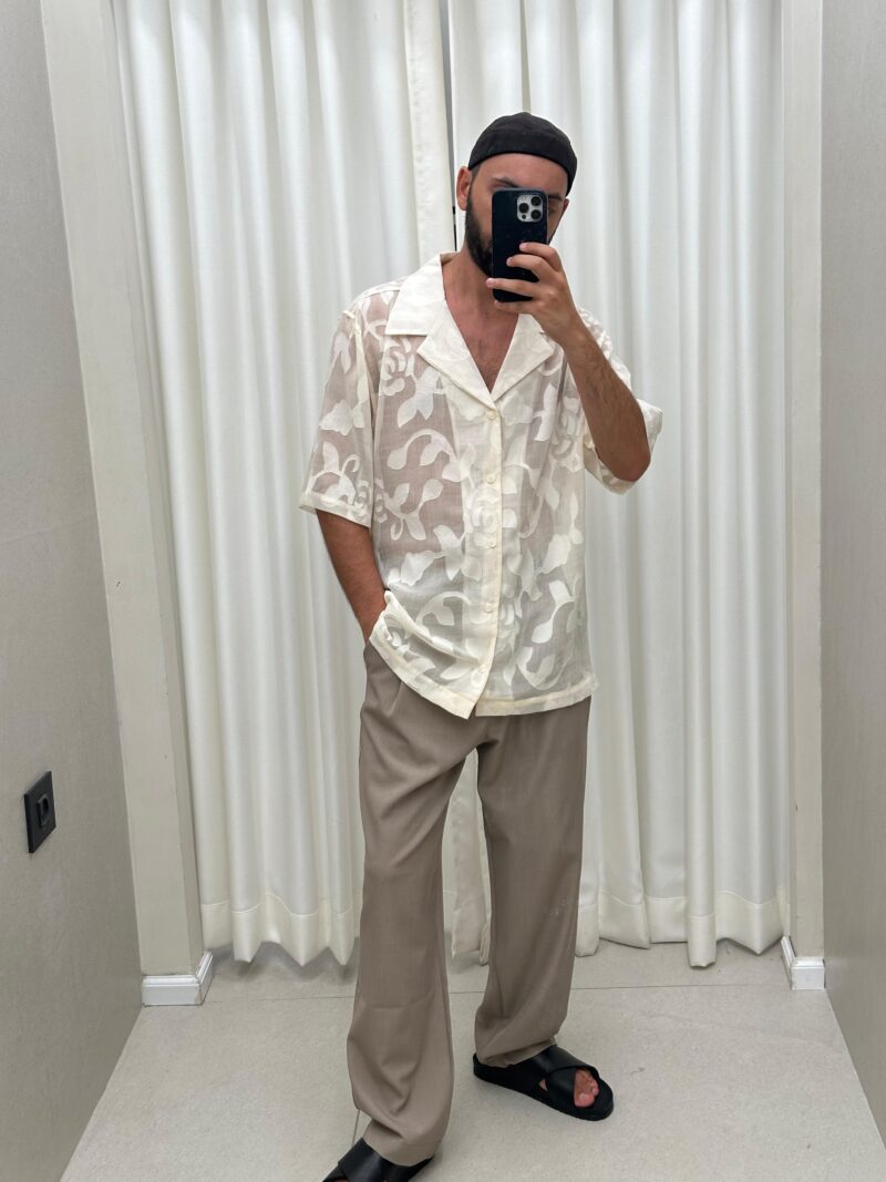 ⁦Beige Textured Shirt⁩ – תמונה ⁦4⁩